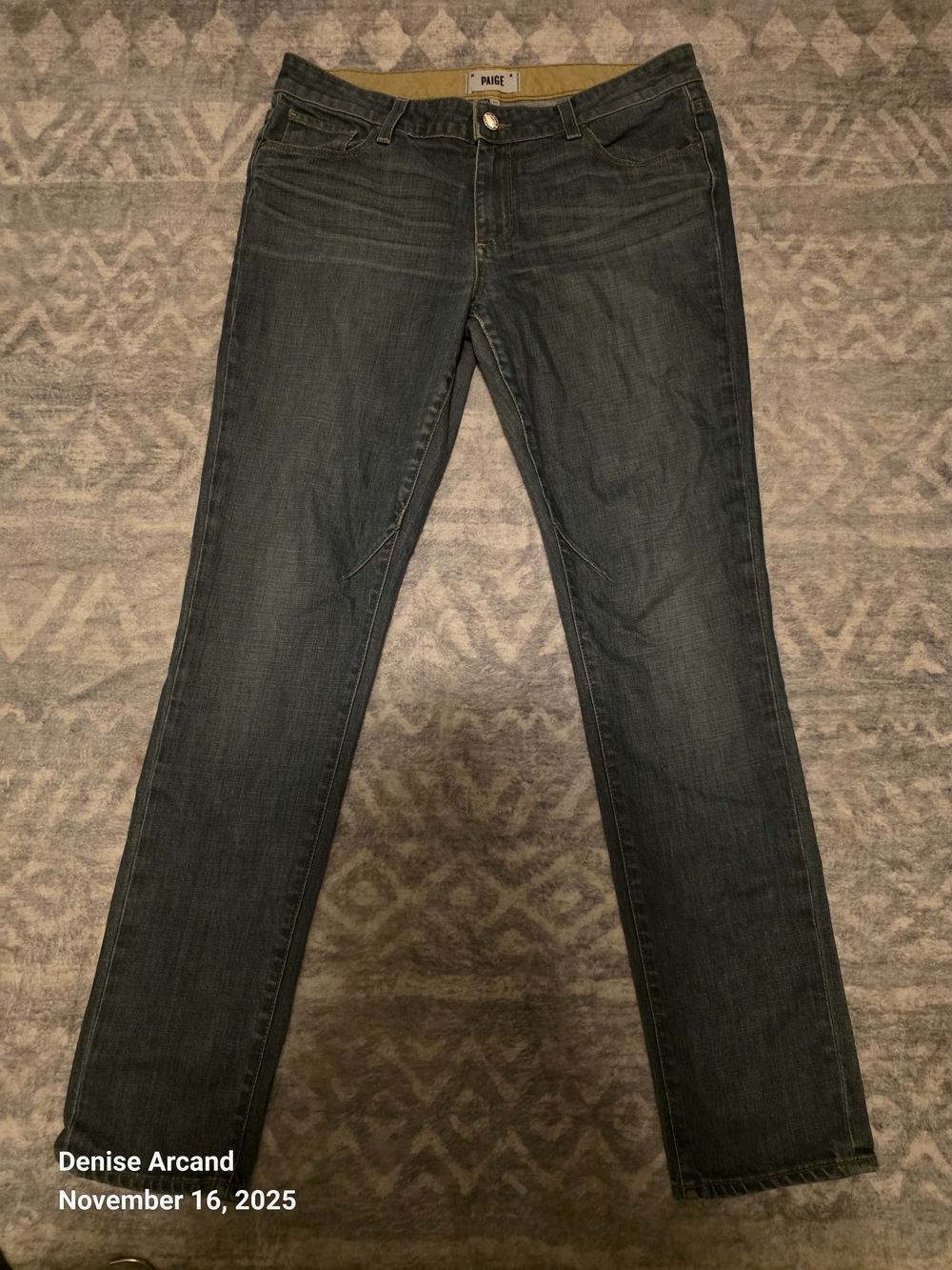 PAIGE Straight Leg Jeans in Dark Blue Wash